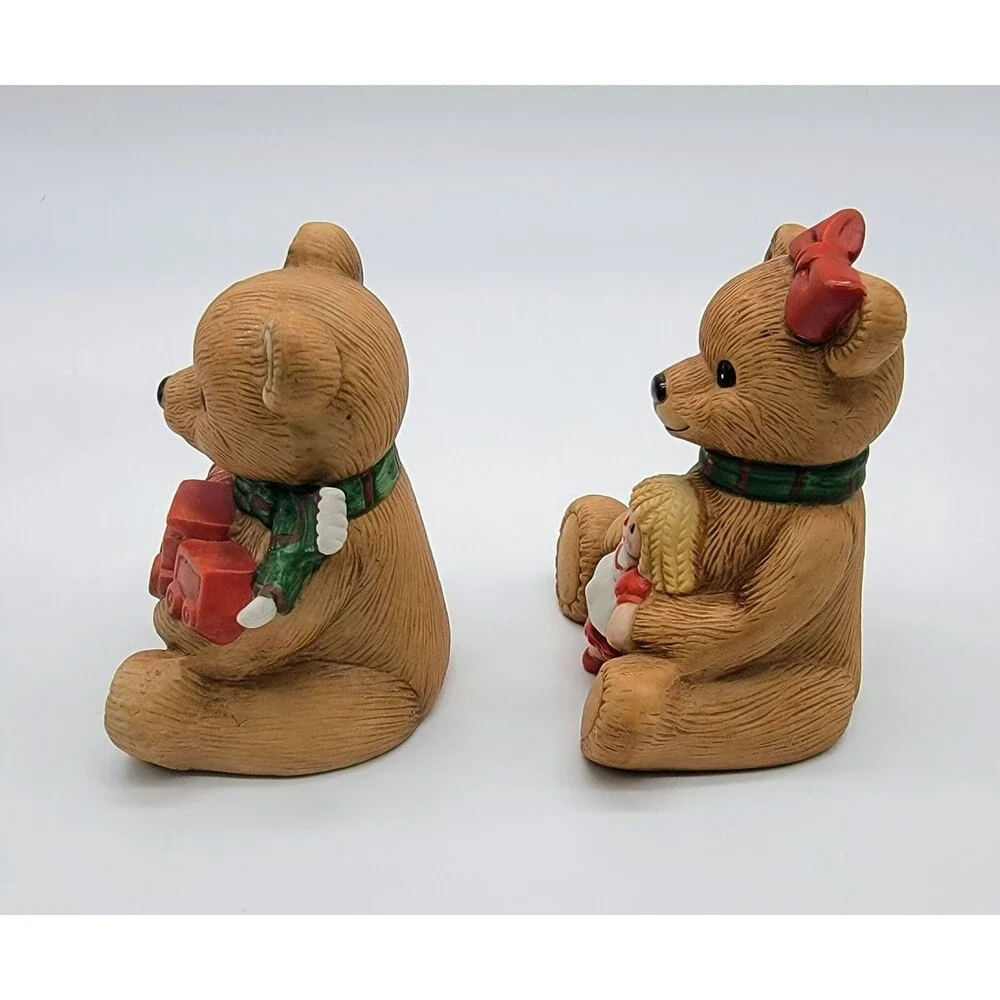 Homco Teddy Bear Figurines Christmas W/ Train and Doll 5560